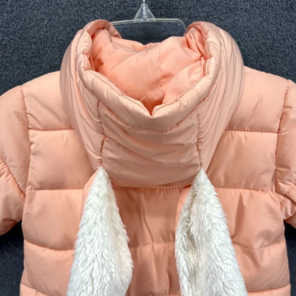 YGM Kids Puffer Bunting Bunny Hooded Winter Snow Suit Infants 9 Salmon‎